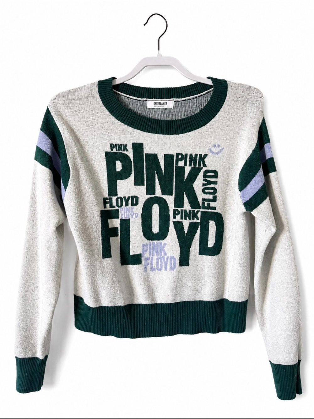 Daydreamer Pink Floyd Knit Sweater Small Green Cream Graphic Band Pullover